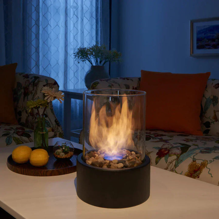 Tischkamin Tragbar Glas Metall Innenraum Feuerfunktion