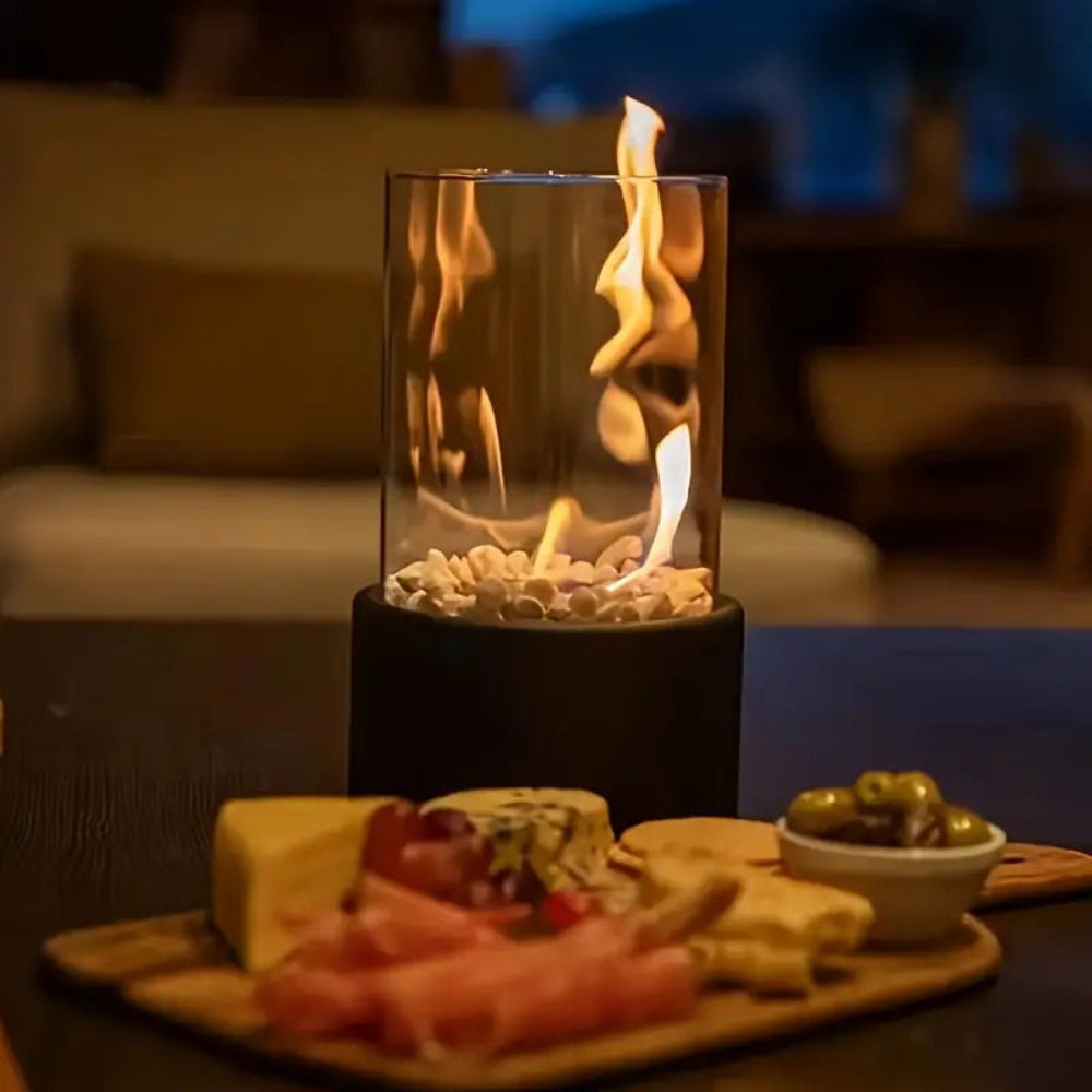 Tischkamin Tragbar Glas Metall Innenraum Feuerfunktion