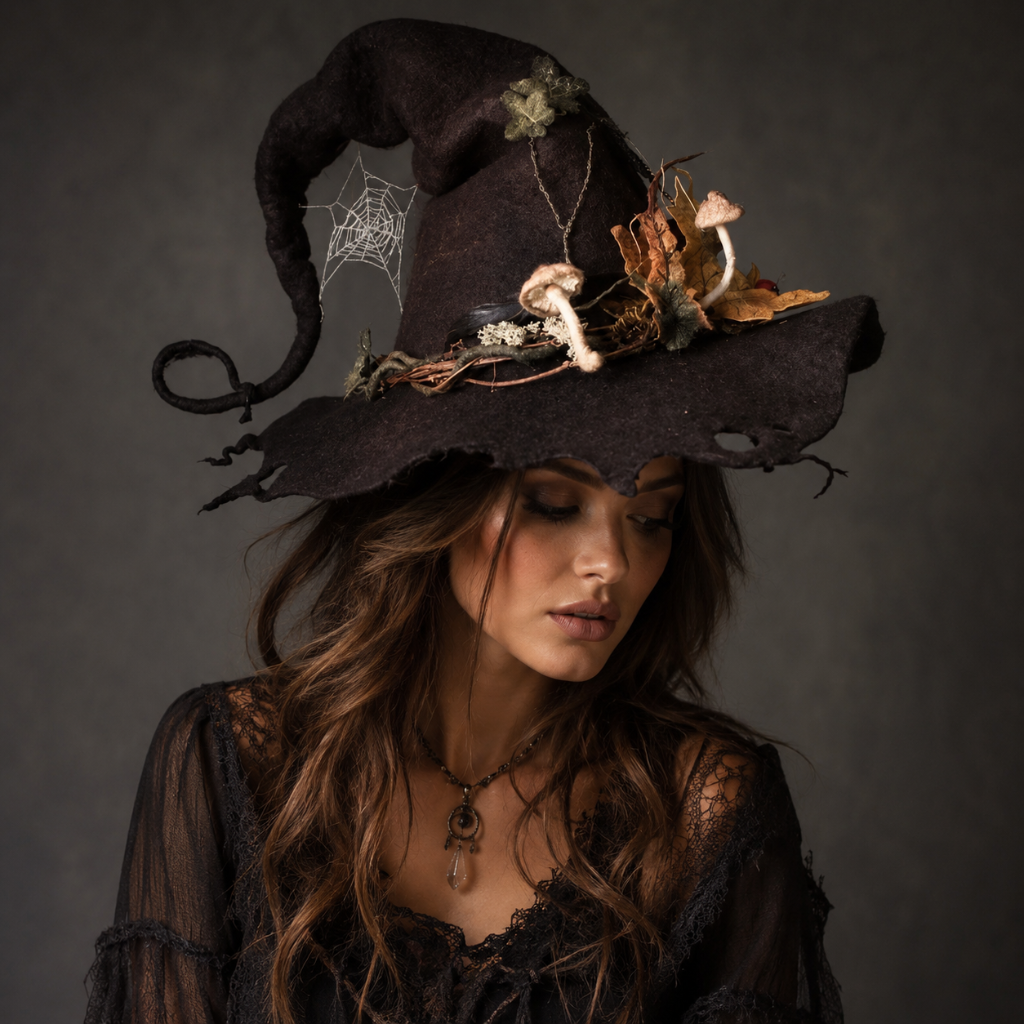 Čarodějnický klobouk na Halloween – prodyšný materiál, 5 barev