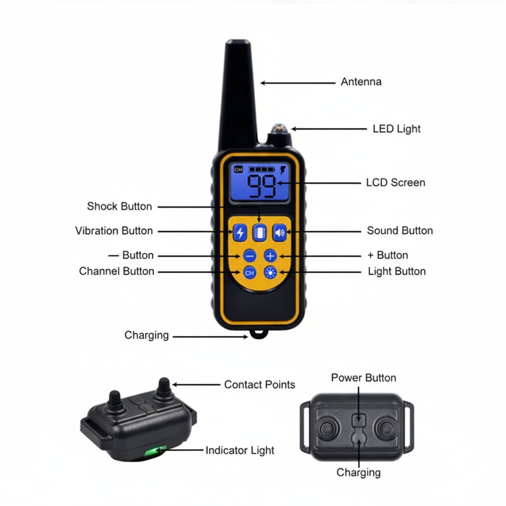 Waterproof Remote Dog Training Collar with Vibration & Shock