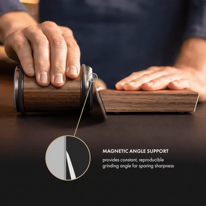 Rolling Knife Sharpener – Diamond Wheel Kitchen Blade Sharpener with Magnetic Angle Guide