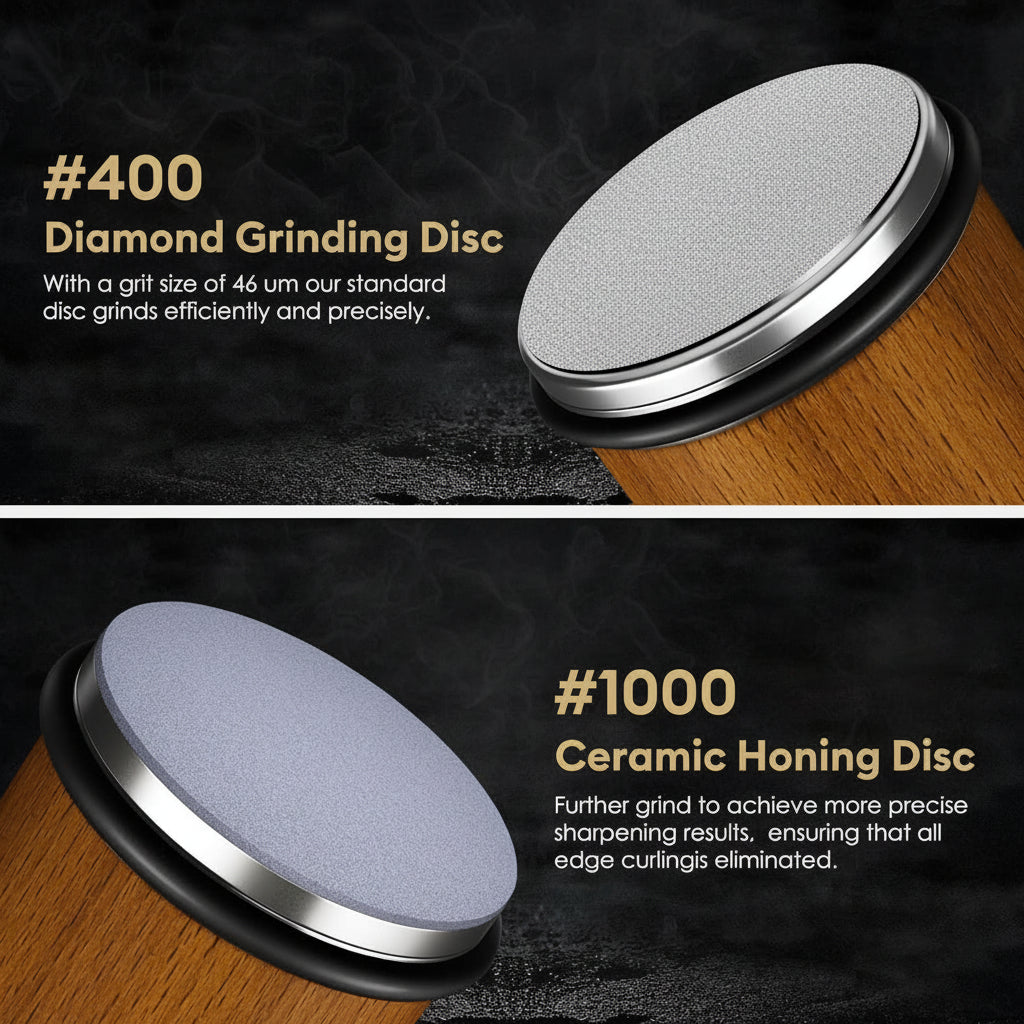 Rolling Knife Sharpener – Diamond Wheel Kitchen Blade Sharpener with Magnetic Angle Guide