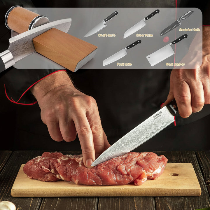 Rolling Knife Sharpener – Diamond Wheel Kitchen Blade Sharpener with Magnetic Angle Guide