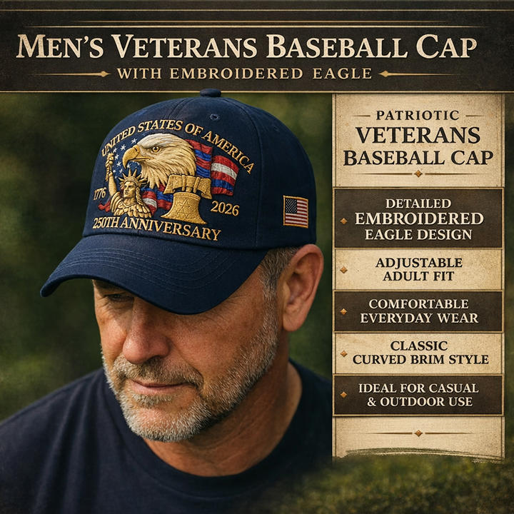 Patriotic Eagle Baseball Cap 250th Anniversary Veterans Hat