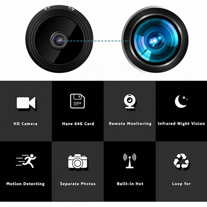 Wireless Security Camera Night Vision WiFi Mini Hidden