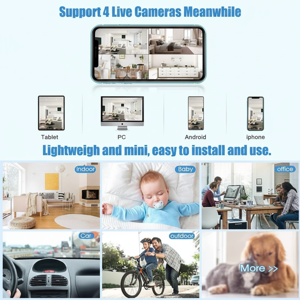 Wireless Security Camera Night Vision WiFi Mini Hidden