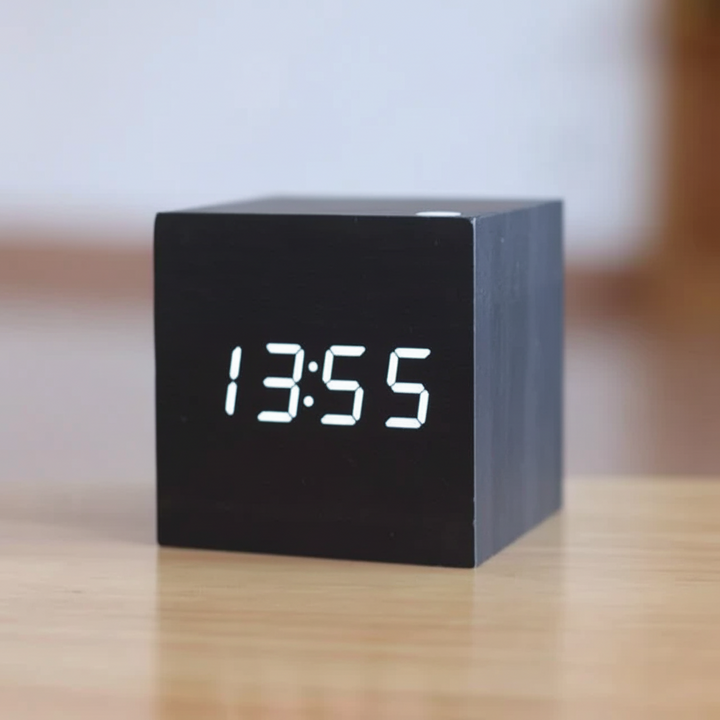 Digital Alarm Clock Modern Wood LED Desk Clock