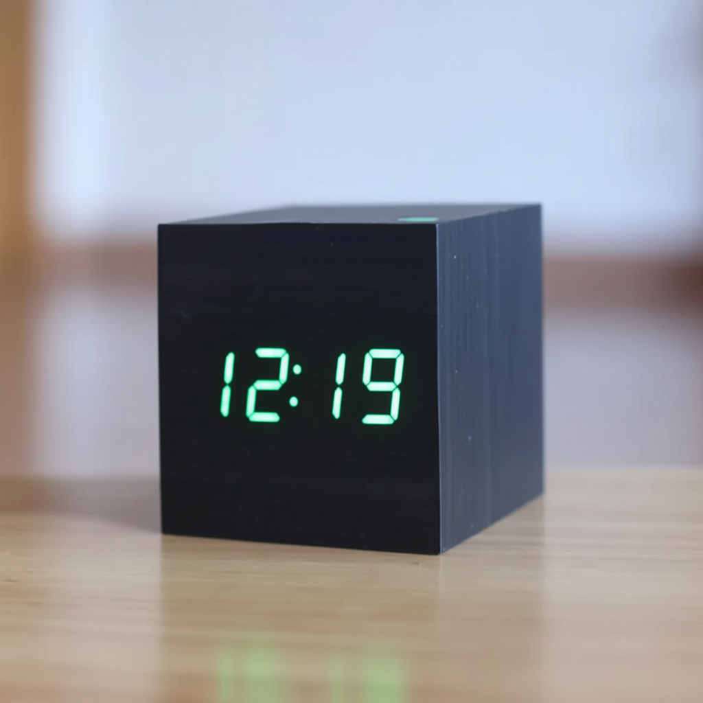 Digital Alarm Clock Modern Wood LED Desk Clock