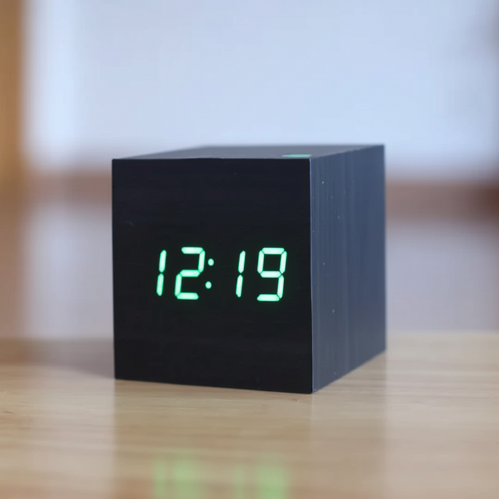 Digital Alarm Clock Modern Wood LED Desk Clock