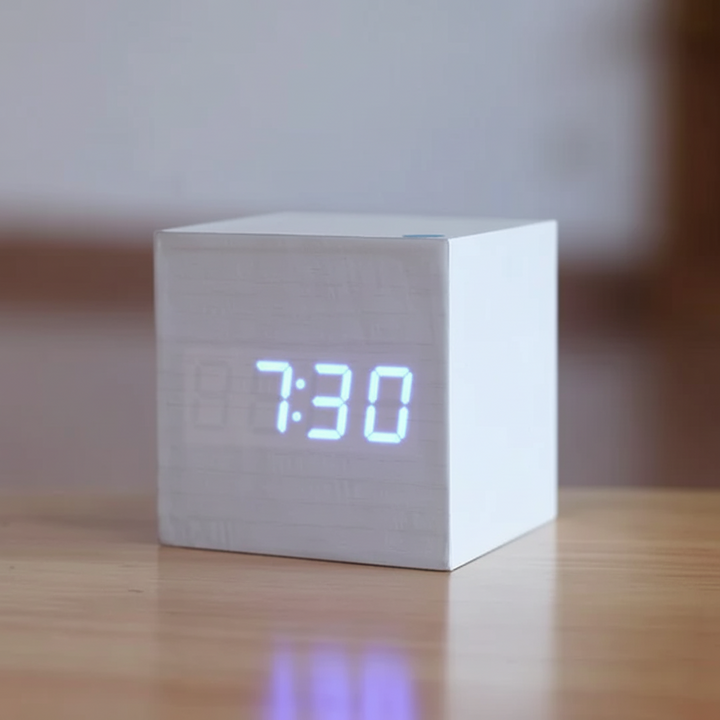 Digital Alarm Clock Modern Wood LED Desk Clock