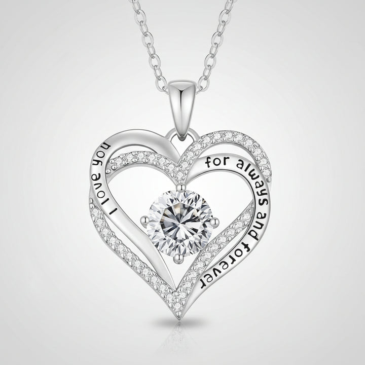 Moissanite Necklace Heart Pendant Sterling Silver Forever Love Gift