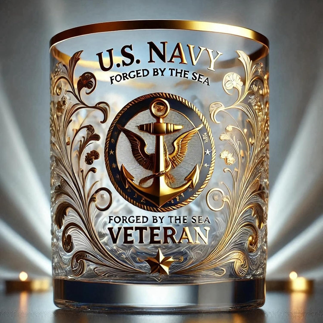 Veteran Whiskeyglas med gulddetaljer – Militär present