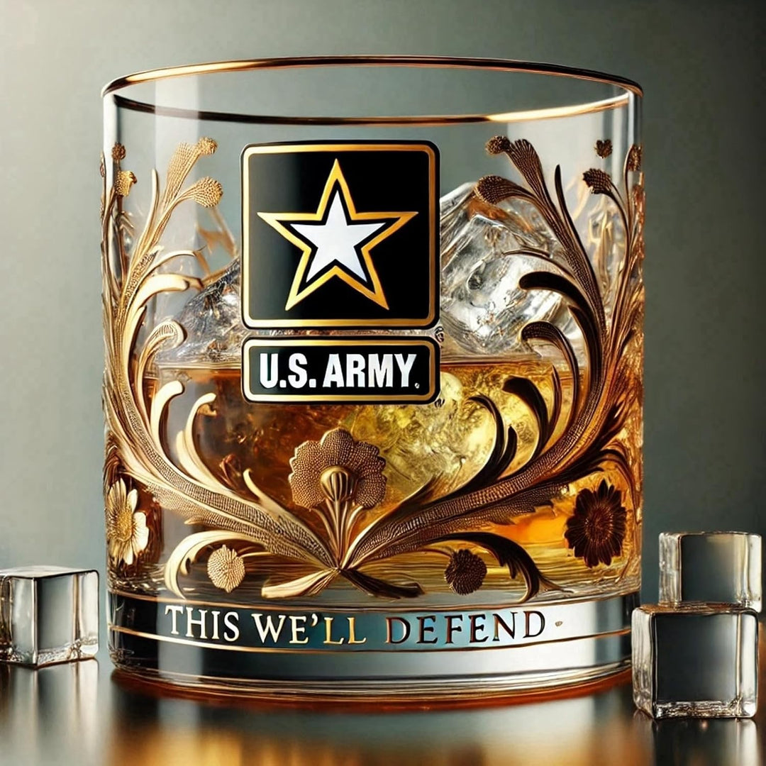 Veteran Whiskeyglas med gulddetaljer – Militär present