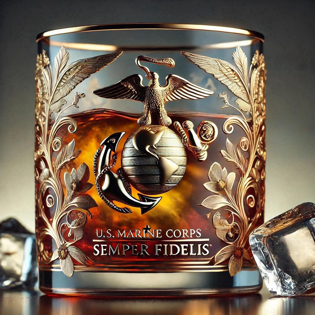 Veteran Whiskeyglas med gulddetaljer – Militär present