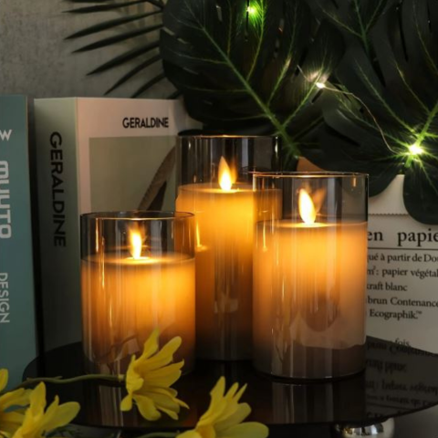 Pillar Candles Flameless LED Battery Operated With Warm White Flickering Light