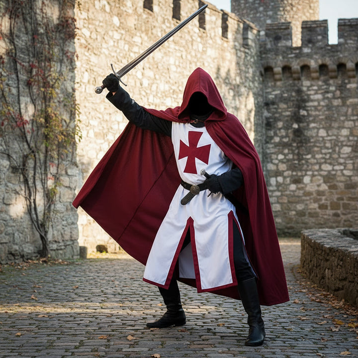 Halloween Costume Medieval Knight Crusader Cape and Tunic Set