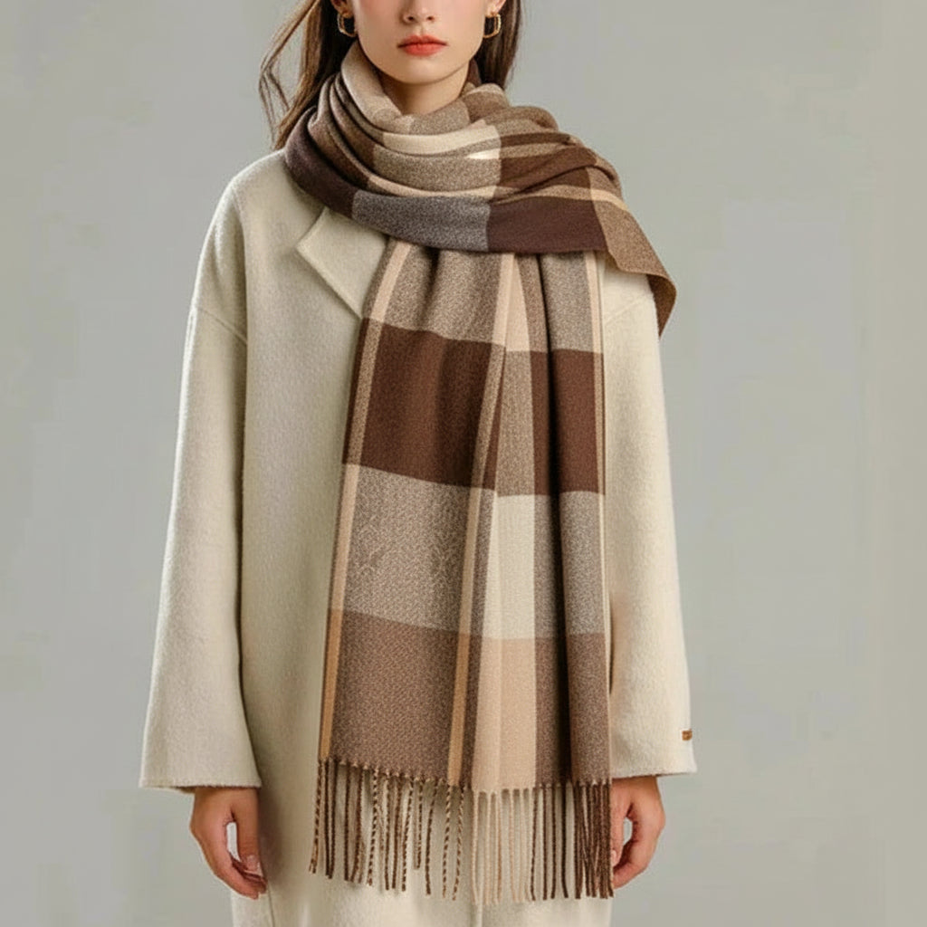 Schal Damen Kariert Oversize Winter Warm Tuch