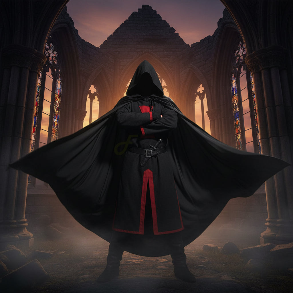 Halloween Costume Medieval Knight Crusader Cape and Tunic Set