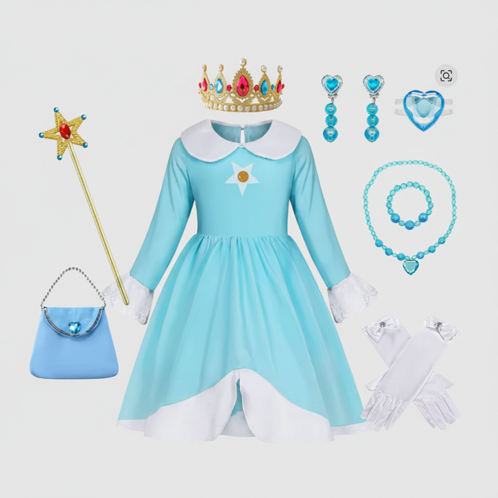 Prinsessklänning för Halloween – Magisk dräkt med krona & trollstav