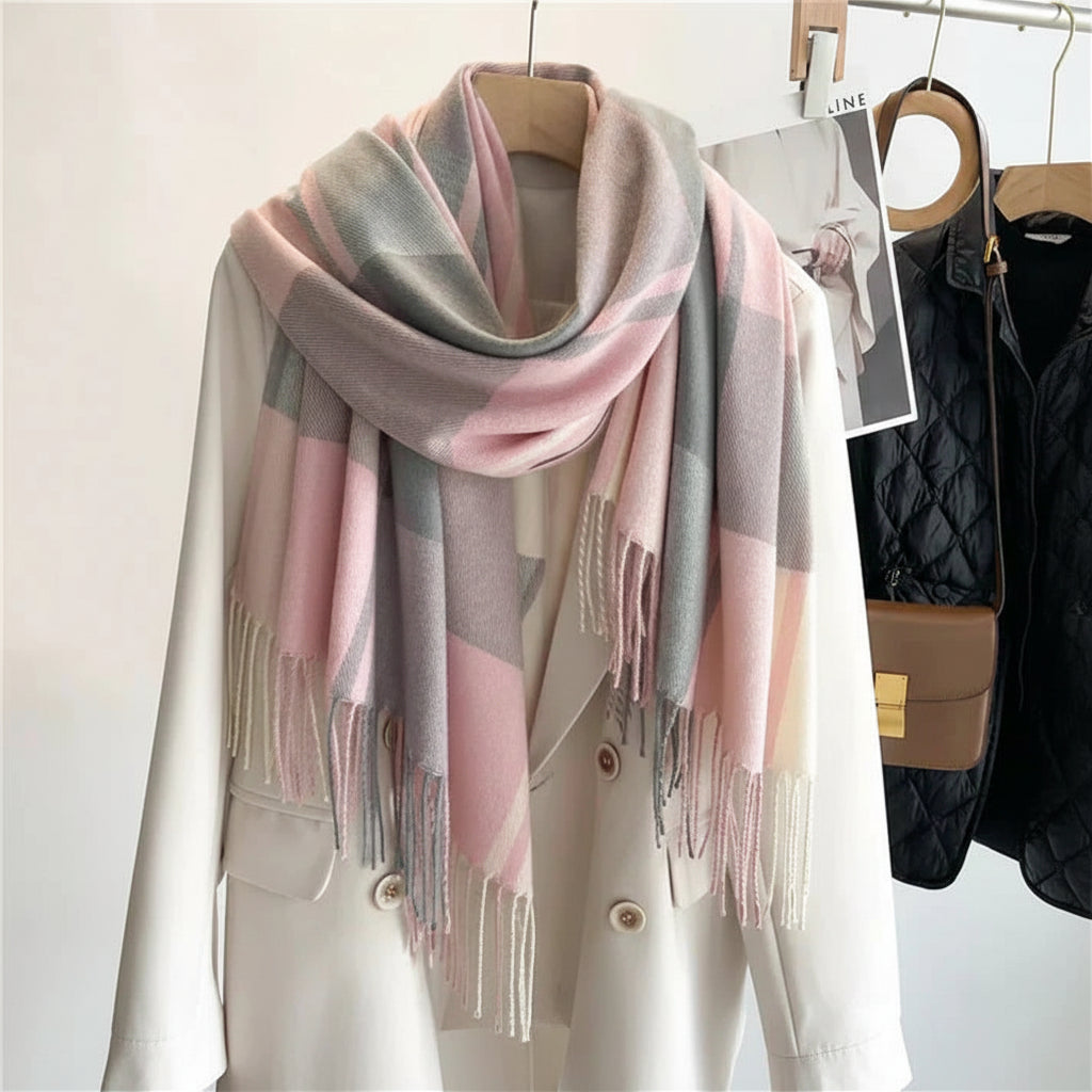 Schal Damen Kariert Oversize Winter Warm Tuch
