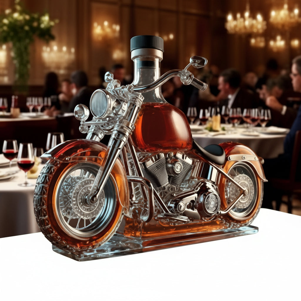 Whiskey Bottle V Twin Motorcycle Glass Decanter Home Bar