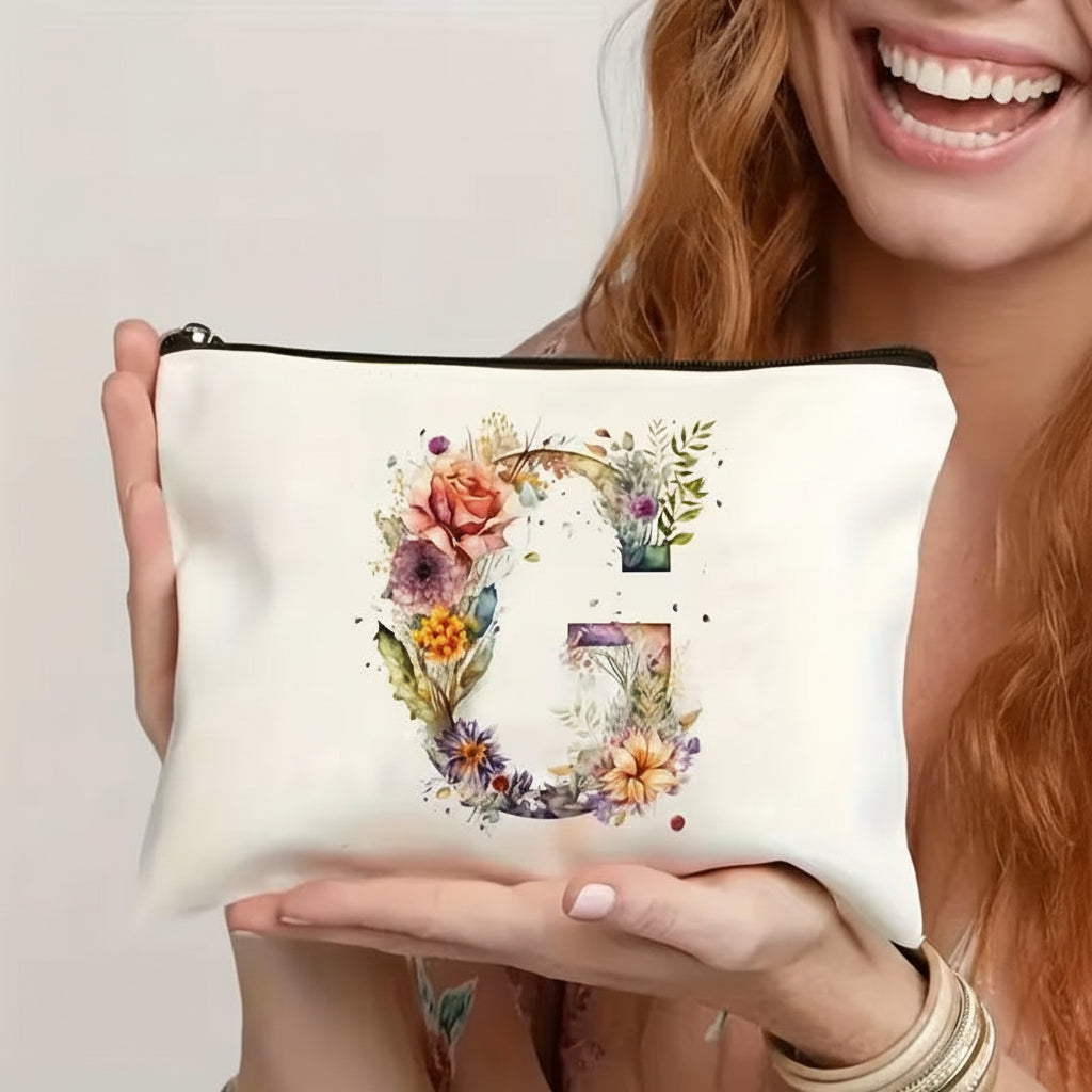 Throw Pillow Cover Alphabet Floral Decorative Zipper Cushion