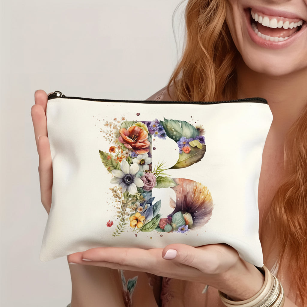 Throw Pillow Cover Alphabet Floral Decorative Zipper Cushion