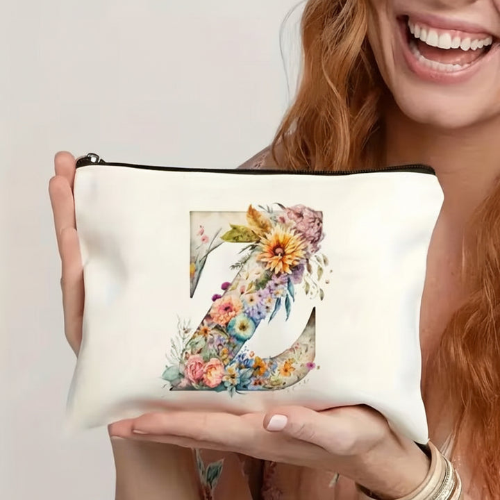 Throw Pillow Cover Alphabet Floral Decorative Zipper Cushion