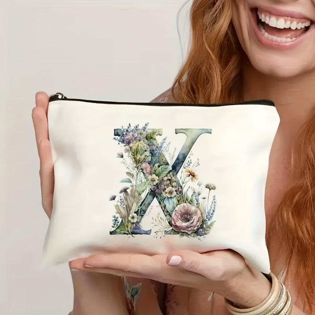 Throw Pillow Cover Alphabet Floral Decorative Zipper Cushion