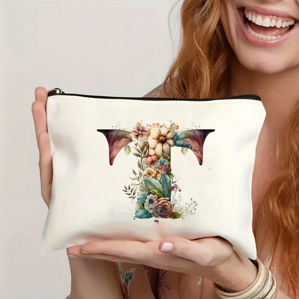 Throw Pillow Cover Alphabet Floral Decorative Zipper Cushion