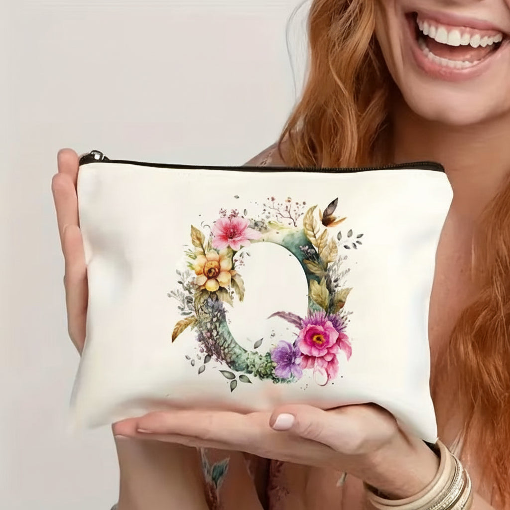 Throw Pillow Cover Alphabet Floral Decorative Zipper Cushion