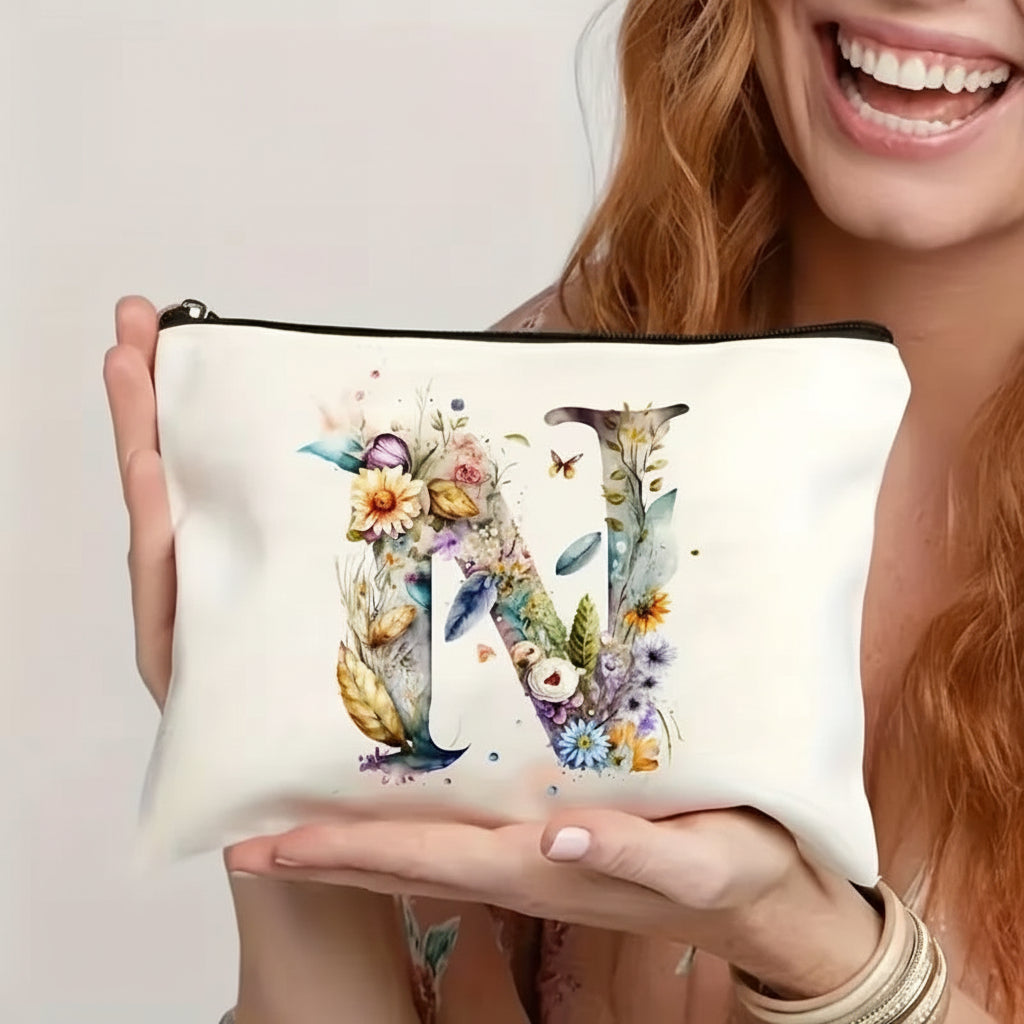 Throw Pillow Cover Alphabet Floral Decorative Zipper Cushion