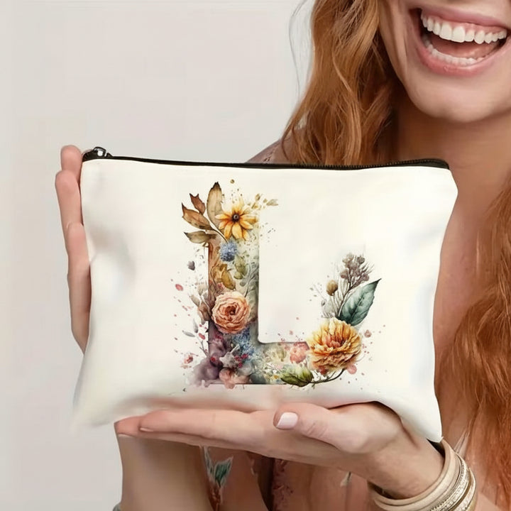Throw Pillow Cover Alphabet Floral Decorative Zipper Cushion