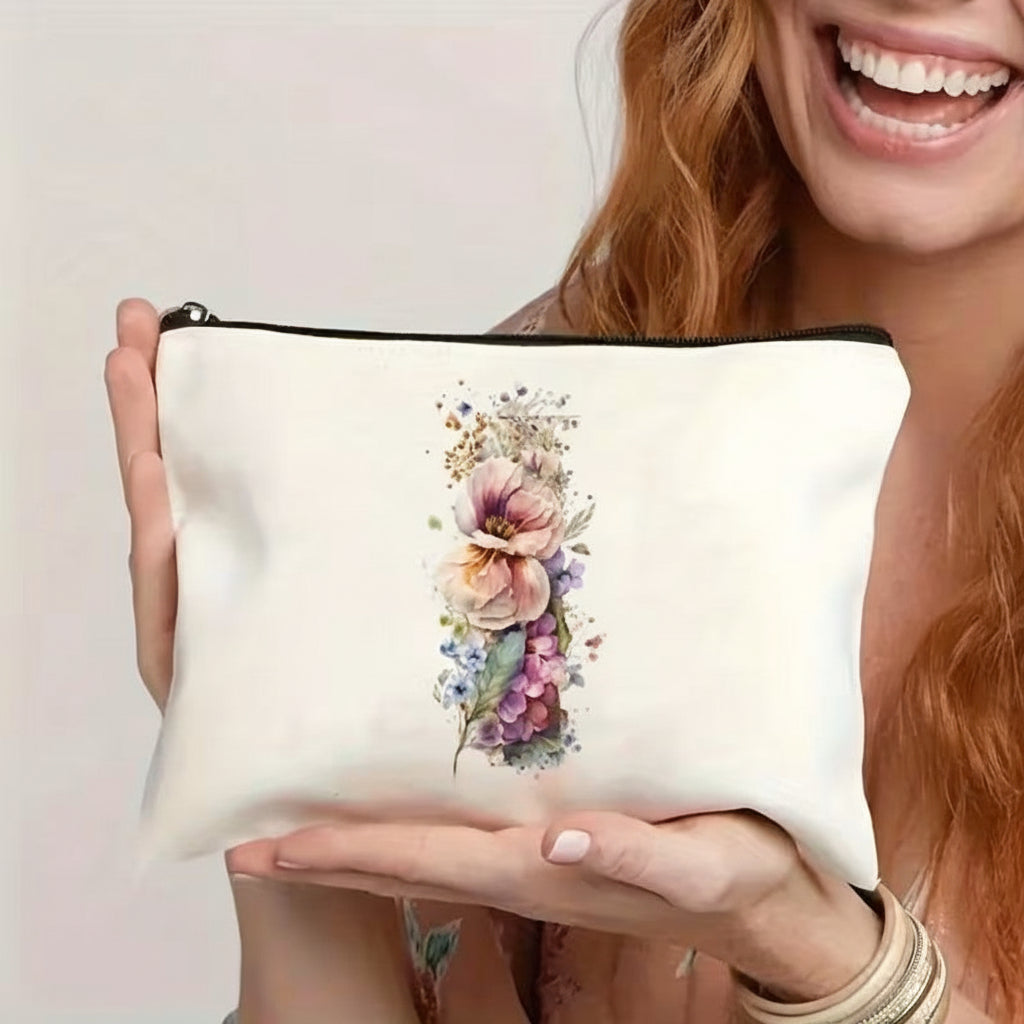 Throw Pillow Cover Alphabet Floral Decorative Zipper Cushion