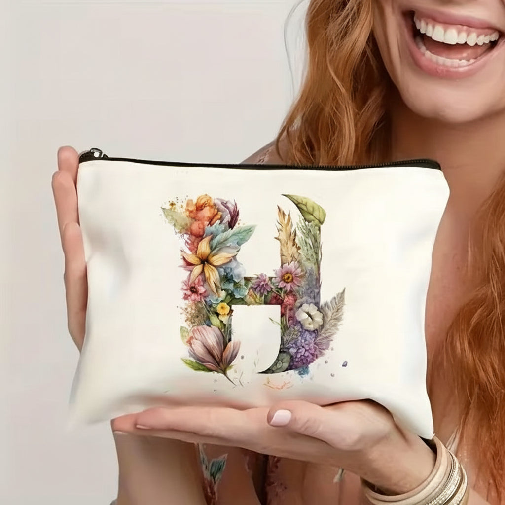 Throw Pillow Cover Alphabet Floral Decorative Zipper Cushion