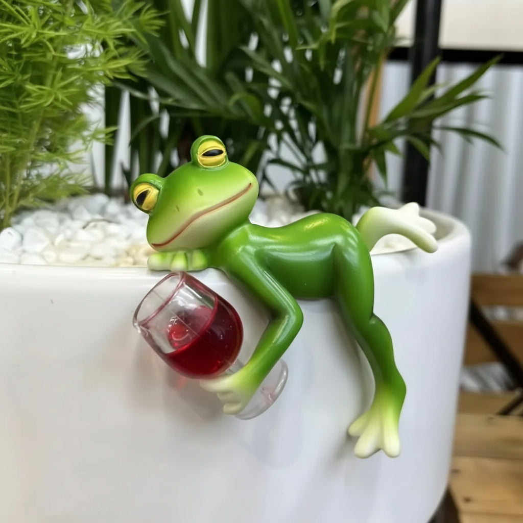 Blumentopf Deko Frosch Figur Resin Garten