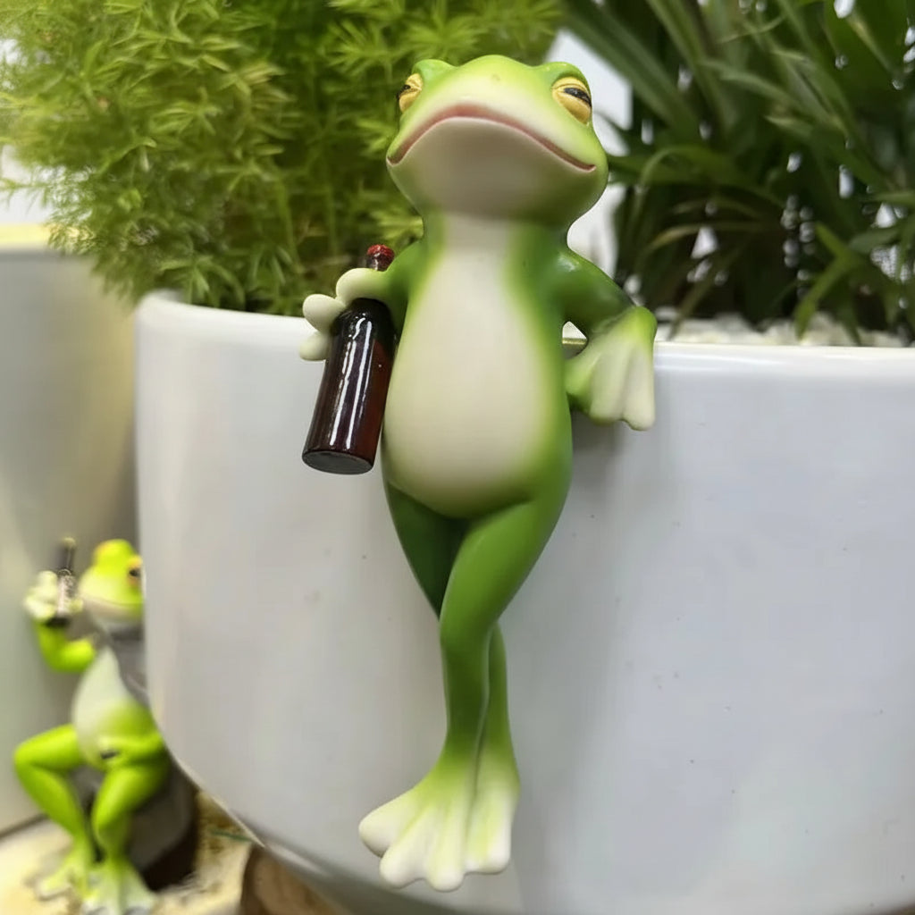 Blumentopf Deko Frosch Figur Resin Garten