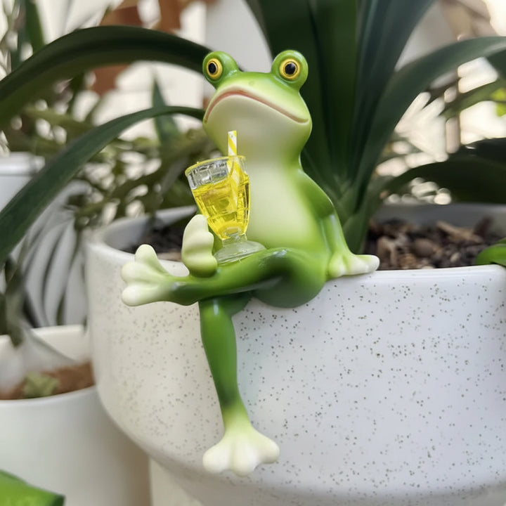 Blumentopf Deko Frosch Figur Resin Garten