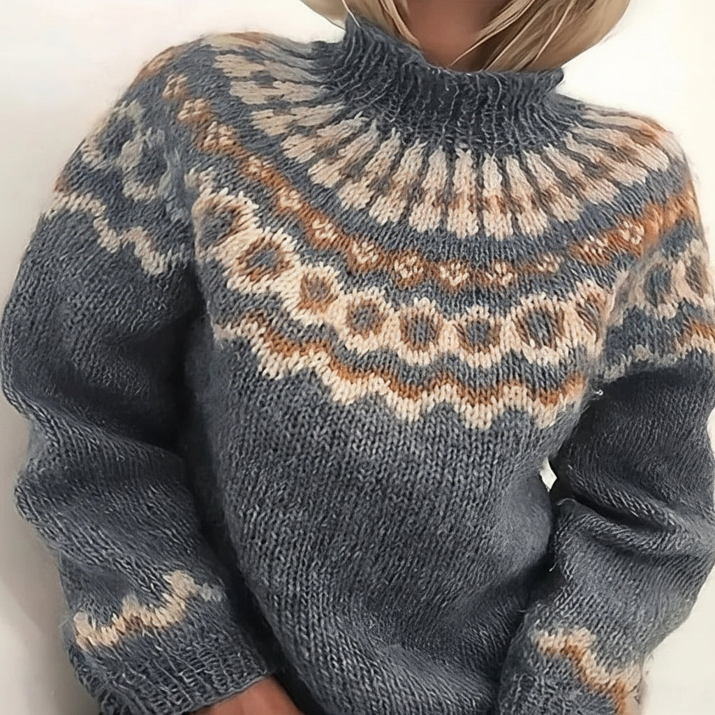 Womens Sweater Turtleneck Nordic Winter Knit Pullover
