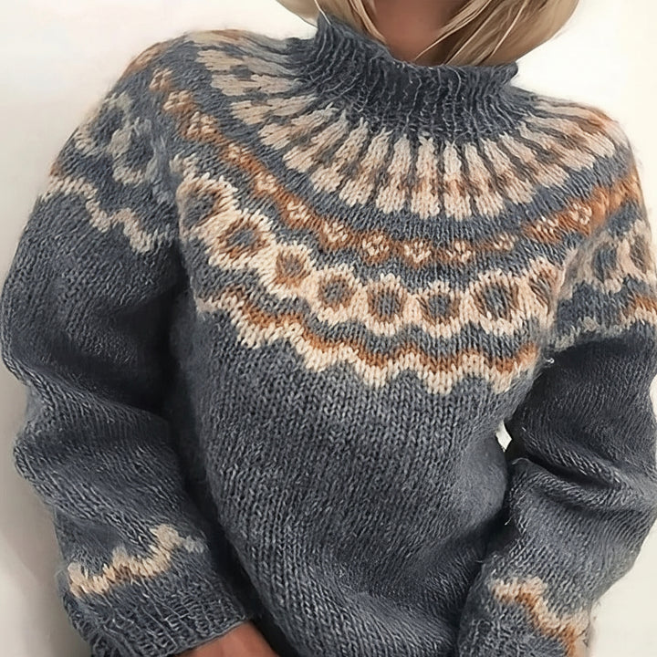 Womens Sweater Turtleneck Nordic Winter Knit Pullover