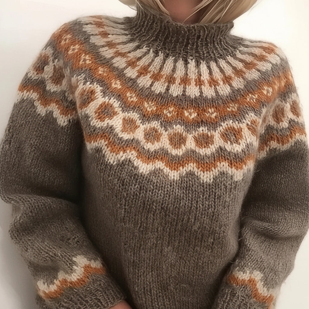 Womens Sweater Turtleneck Nordic Winter Knit Pullover