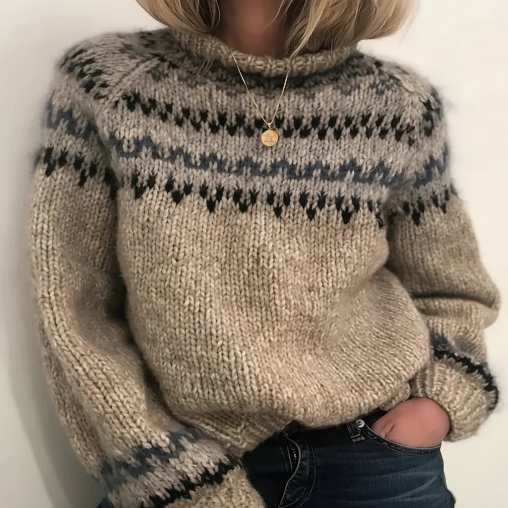Womens Sweater Turtleneck Nordic Winter Knit Pullover