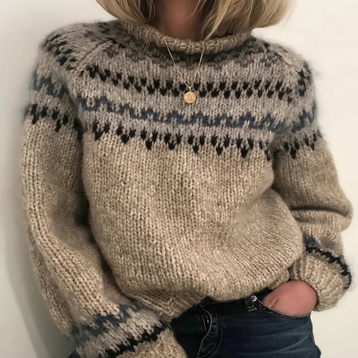 Womens Sweater Turtleneck Nordic Winter Knit Pullover