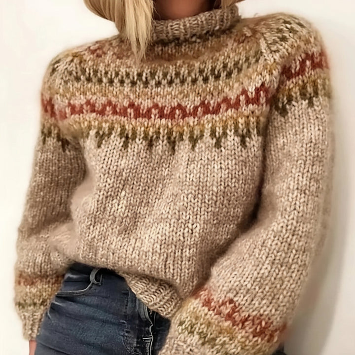 Womens Sweater Turtleneck Nordic Winter Knit Pullover