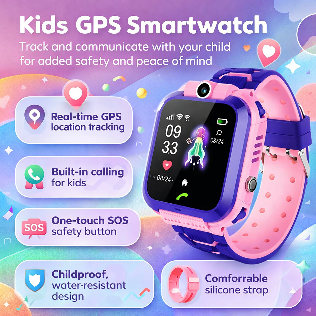 Kinder GPS-Smartuhr Pink Blau Rot Lila Gemüseverfolgung