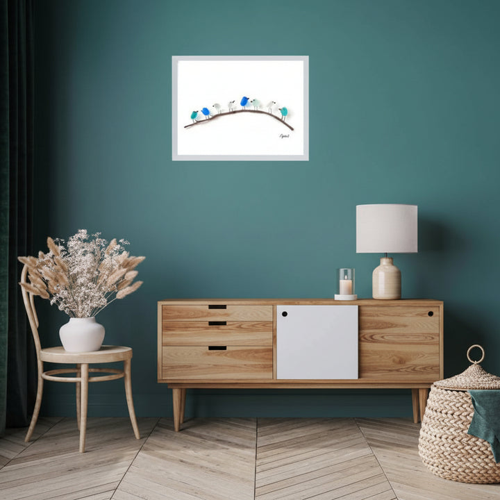 Wall Art Sea Glass Birds Driftwood Coastal Home Decor