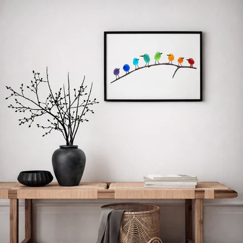 Wall Art Sea Glass Birds Driftwood Coastal Home Decor
