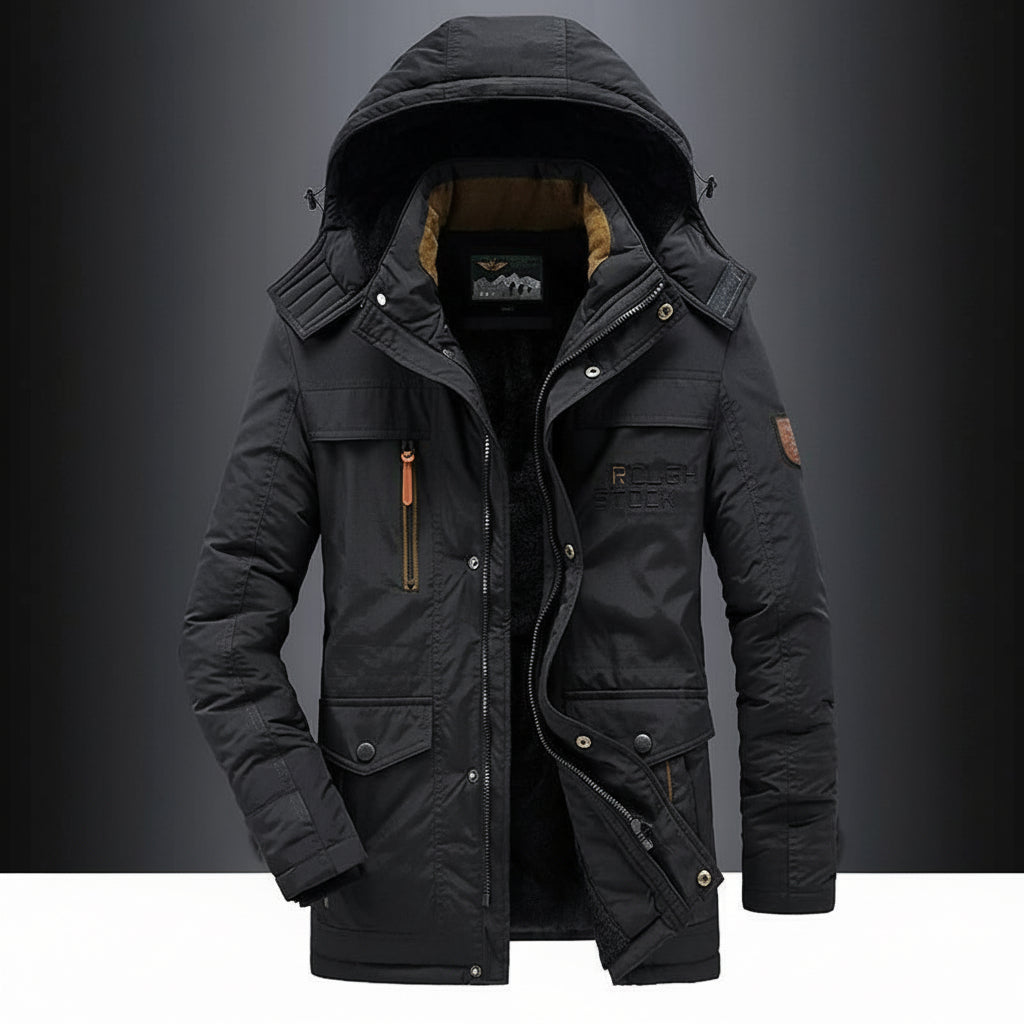 Men's Quilted Parka Jacket | Hooded Winter Coat Windproof Outdoor