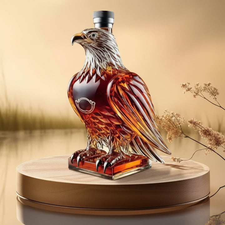 Whiskey Bottle Bald Eagle Glass Decanter Home Bar Display