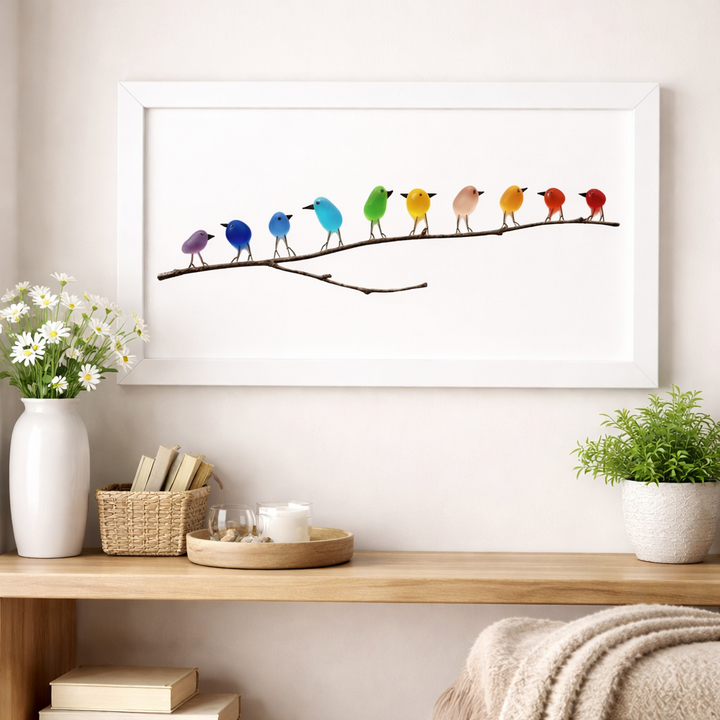 Wall Art Sea Glass Birds Driftwood Coastal Home Decor